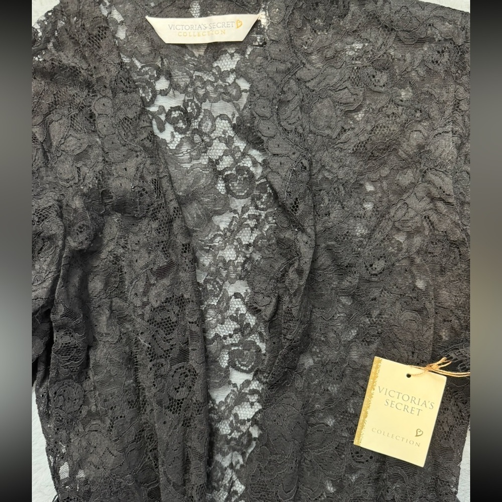 Vintage 90s Victoria’s Secret Collection Black Lace Robe Set RARE Small Batch - Picture 6 of 14